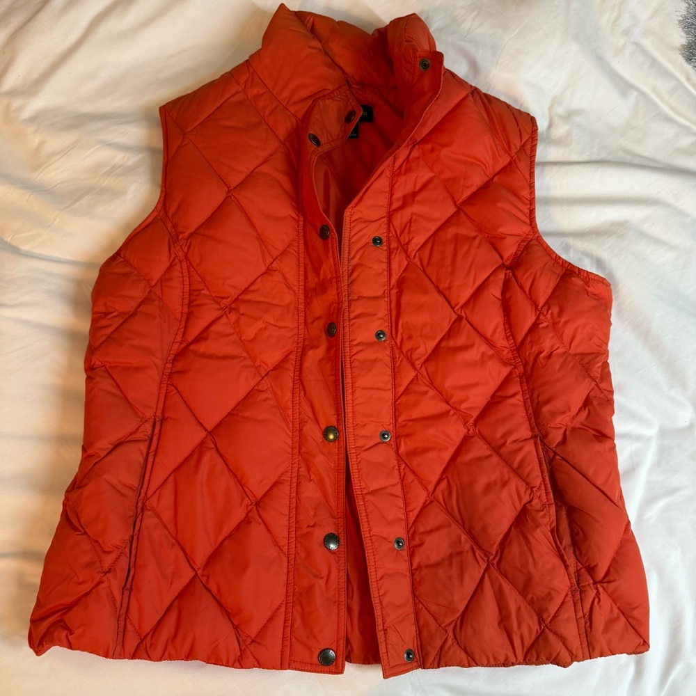 Women’s 10-12 orange lands end down Vest: fitted layers outdoors adventure fall